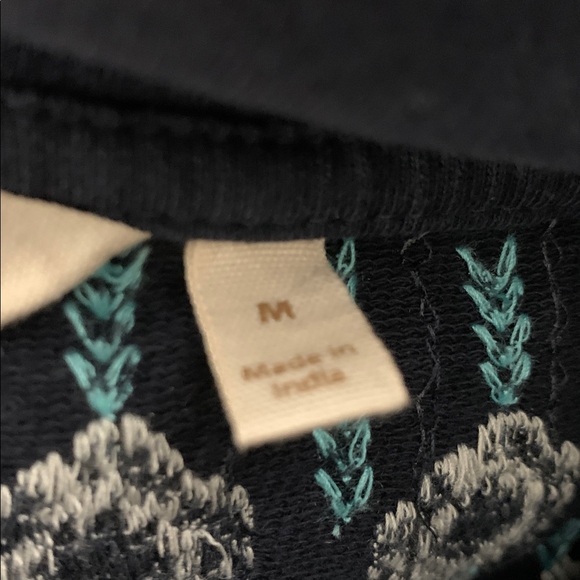 Soft Surroundings Dahlia Fair Isle Sweatshirt Blue Embroidered Beaded Sz M - Picture 5 of 10